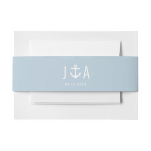 Bandeau De Faire-part Monogramme nautique d'Ancre pour le mariage de la