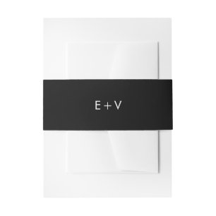 Bandeau De Faire-part Monogramme noir Moderne Mariage couleur solide