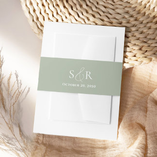 Bandeau De Faire-part Monogramme simple de mariage vert élégant