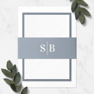 Bandeau De Faire-part Monogramme simple Dusty Mariage bleu