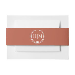 Bandeau De Faire-part Monogramme Simple Minimaliste Rustique en Terracot