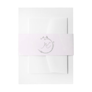 Bandeau De Faire-part Monogrammes Oiseaux Gris Aquarelle Sur Couronne De