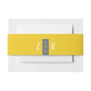 Bandeau De Faire-part Monographie contemporaine de mariage gris et jaune