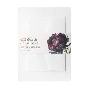 Bandeau De Faire-part Moody Gothic violet foncé Mariage de pivoine noire