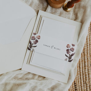 Bandeau De Faire-part Moody Purple Floral Wedding Inviter Belly Band