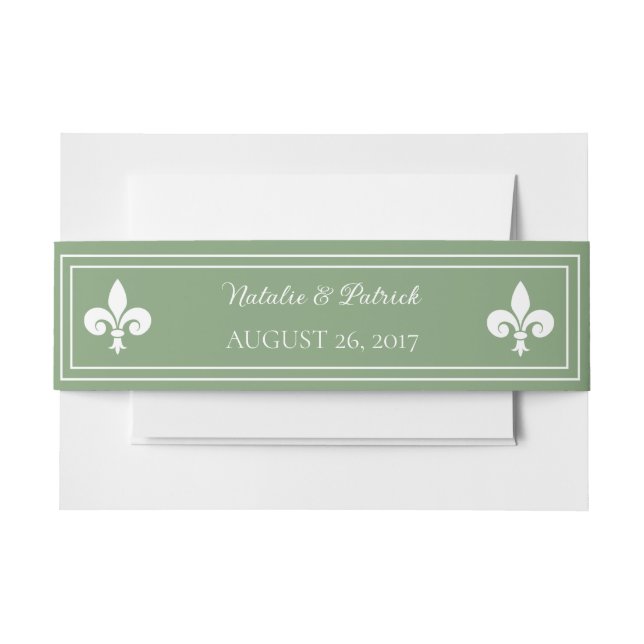 Bandeau De Faire-part Moss Green Fleur de Lis Mariage (Devant Example)
