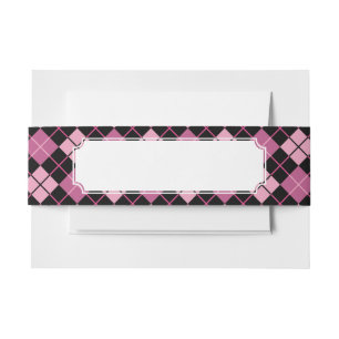 Bandeau De Faire-part Motif à motifs de losanges dans le noir et le rose
