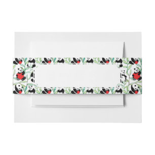 Bandeau De Faire-part motif avec de beaux pandas avec des coeurs