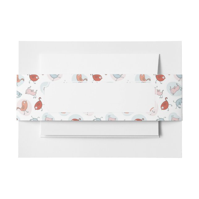 Bandeau De Faire-part motif avec des oiseaux de bande dessinée (Devant Example)
