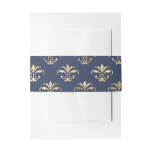 Bandeau De Faire-part Motif bleu marine et or fleur de Lis