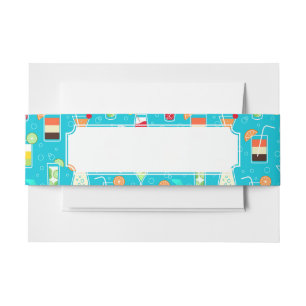 Bandeau De Faire-part Motif de cocktail sur l'arrière - plan turquoise