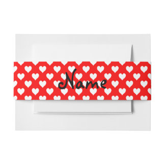 Bandeau De Faire-part Motif de coeur rouge et blanc personnalisé