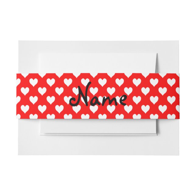 Bandeau De Faire-part Motif de coeur rouge et blanc personnalisé (Devant Example)