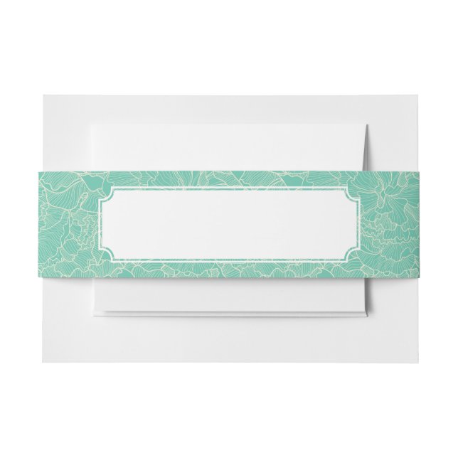 Bandeau De Faire-part Motif de pivoine de turquoise (Devant Example)