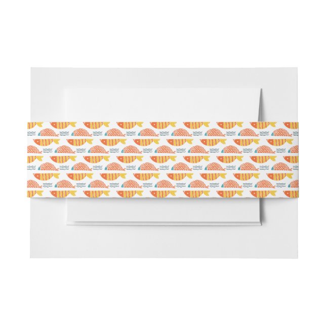Bandeau De Faire-part Motif de poissons de natation d'art populaire (Devant Example)
