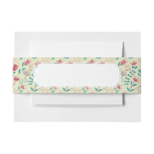 Bandeau De Faire-part Motif floral avec des chats de bande dessinée