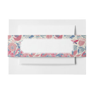 Bandeau De Faire-part Motif floral avec l'oiseau et le papillon