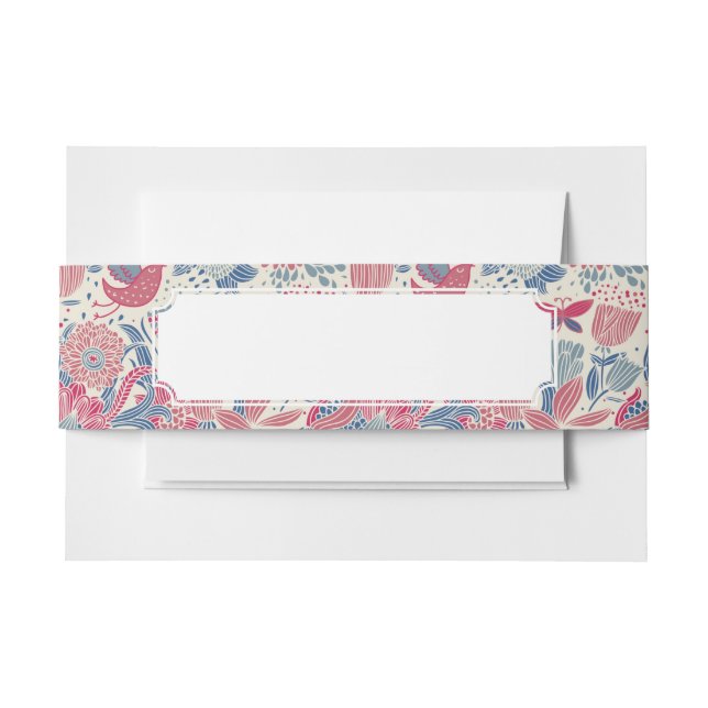 Bandeau De Faire-part Motif floral avec l'oiseau et le papillon (Devant Example)