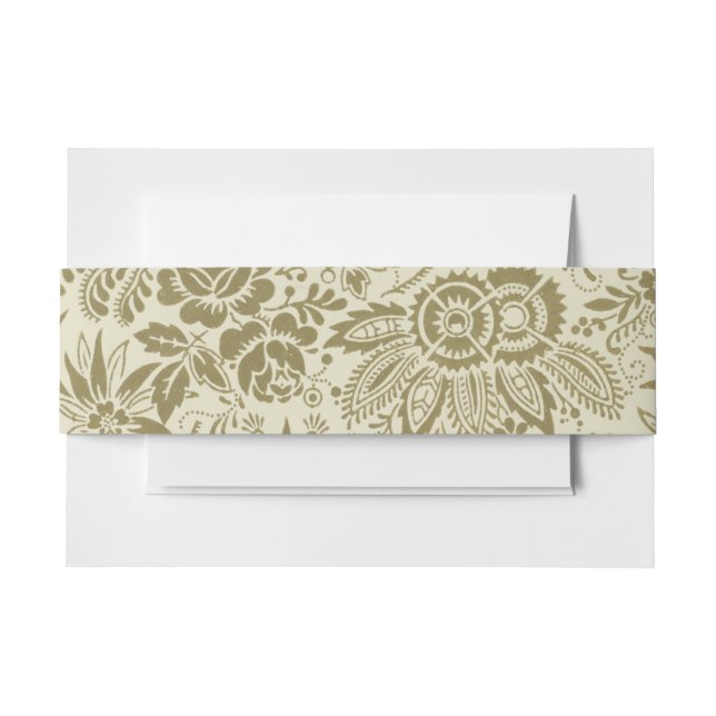 Bandeau De Faire-part Motif Floral Vert Sage Antique Damas (Devant Example)