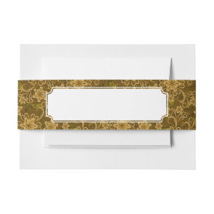 Bandeau De Faire-part Motif floral vintage d'or
