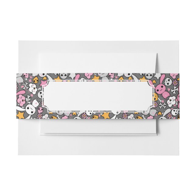 Bandeau De Faire-part motif gris de kawaii (Devant Example)