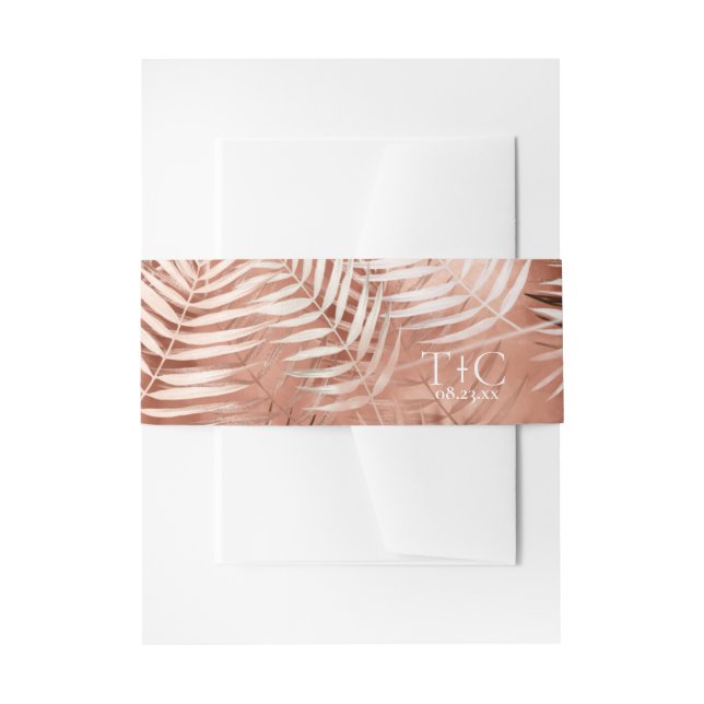 Bandeau De Faire-part Motif Mariage de feuille de palme luxuriante Terra (Devant example)