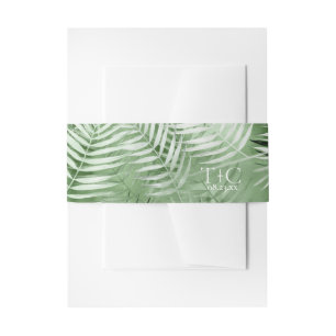Bandeau De Faire-part Motif Mariage Moss Green Lush Palm Leaf ID956