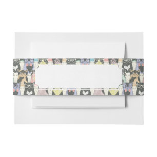 Bandeau De Faire-part Motif mignon de chats de hippie