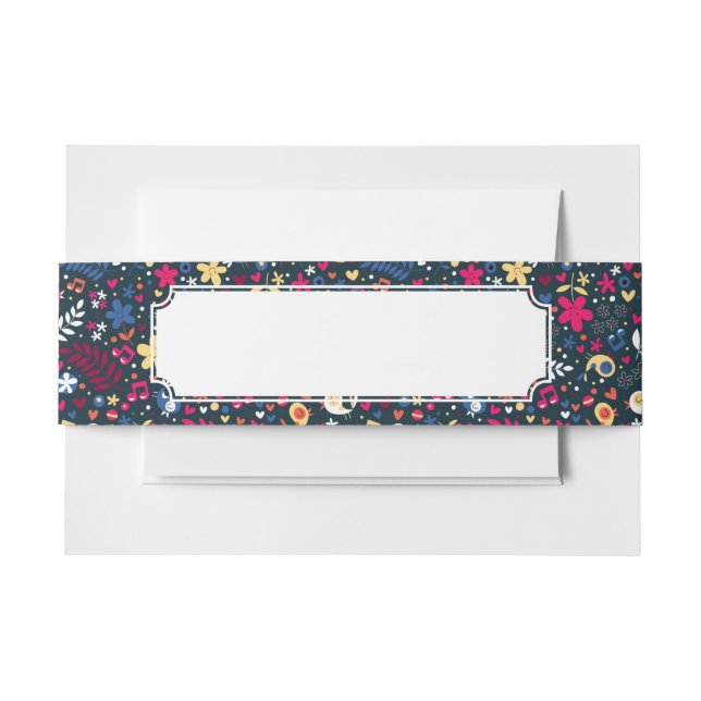 Bandeau De Faire-part motif mignon d'oiseaux et de fleurs (Devant Example)