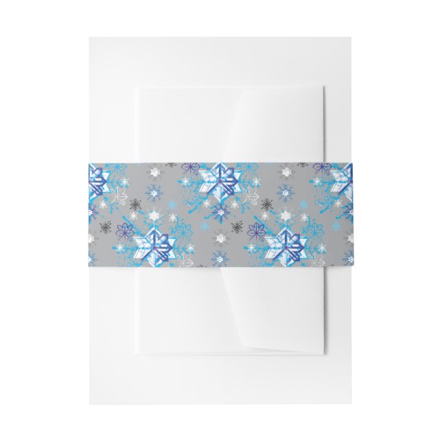Bandeau De Faire-part Motif moderne gris et bleu Holiday Snowflakes (Devant example)