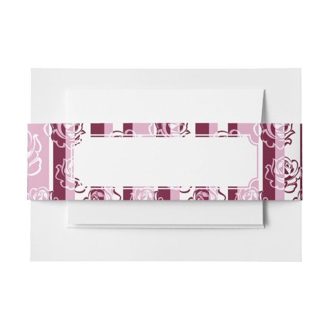 Bandeau De Faire-part Motif rayé avec des roses (Devant Example)