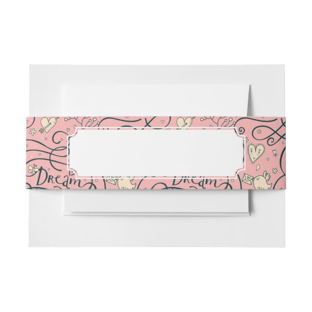 Bandeau De Faire-part Motif romantique avec des coeurs et des oiseaux (Devant Example)