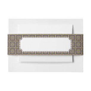 Bandeau De Faire-part Motif vintage de damassé d'art, d'or