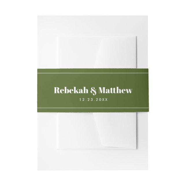 Bandeau De Faire-part Musique moderne Olive Green Faire-part de mariage (Devant example)