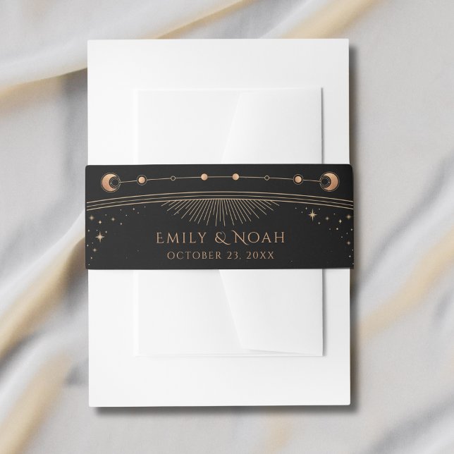 Bandeau De Faire-part Mystic Black Gold Sun Moon Stars Mariage Invitat (Créateur téléchargé)