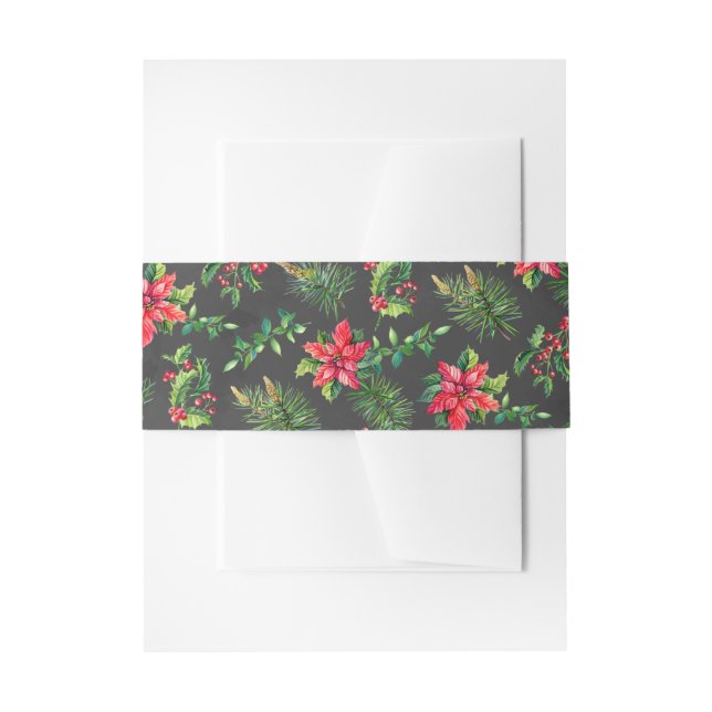 Bandeau De Faire-part Noël gris rouge vert Floral (Devant example)