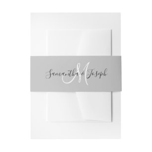 Bandeau De Faire-part Noir Blanc et gris clair Moderne Monogramme élégan