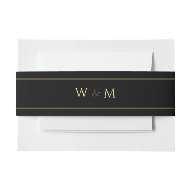 Bandeau De Faire-part Noir Monogramme Dark Moody Mariage (Devant Example)