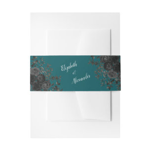 Bandeau De Faire-part Noir Turquoise Rose gothique Élégant mariage