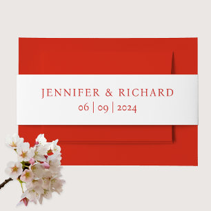 Bandeau De Faire-part Nom Rouge Classique Simple Et Date Sur Mariage Bla