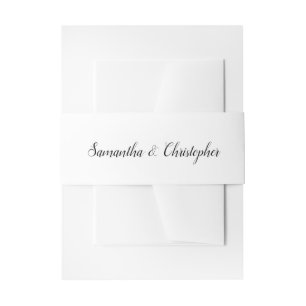 Bandeau De Faire-part Noms de calligraphie noire minimaliste simple blan