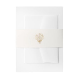 Bandeau De Faire-part Noms de coquillages dorés élégants pour mariage av