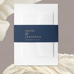 Bandeau De Faire-part Noms minimalistes Date Marine Mariage or