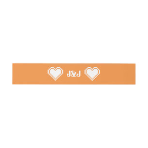 Bandeau De Faire-part Nos Coeurs 8 bits dans Orange Invitation Belly Ban