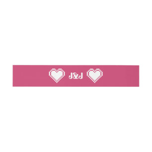Bandeau De Faire-part Nos Coeurs 8 bits en Bande de ventre Invitation fr
