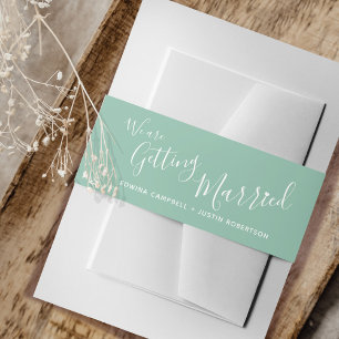 Bandeau De Faire-part Nous nous marions mariage blanc vert muet