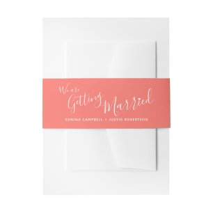 Bandeau De Faire-part Nous nous marions vie corail blanc mariage