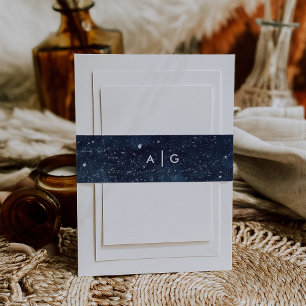 Bandeau De Faire-part Nuit d'hiver de la Marine Blue Snowy Mariage