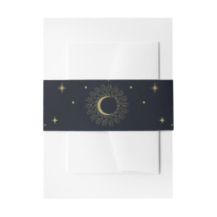Bandeau De Faire-part Nuit Étoiles d'Or Soleil Éclaté Céleste Lune Maria