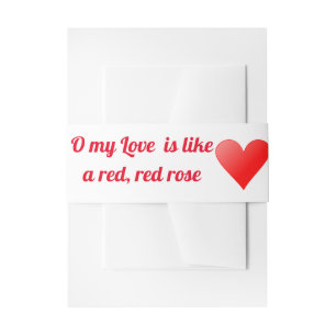 Bandeau De Faire-part O my Love est comme un poème rouge rose rouge et d